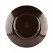 An aubergine-colored Elite Global Solutions round melamine plate with a circular design.