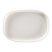 A white porcelain rectangular plate with dual oval shapes.