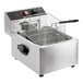 A Main Street Equipment stainless steel electric countertop deep fryer with a basket.