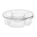 A clear Inline Plastics clear plastic container with a lid.