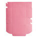 A pink rectangular cardboard cake box with cut out corners.