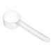 A white polypropylene scoop with a long handle.