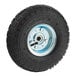 A black tire with a silver rim for a Lavex steel hand truck.