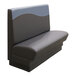 A graphite and blue booth with a wave back.
