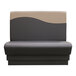 A beige wave single back booth with a grey and tan cushion.