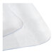 A close-up of a clear 36" x 48" office chair mat with a lipped edge.