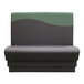 A QA Group Evergreen Wave single back booth with green and black upholstery.