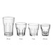 A set of four Acopa Memphis rocks glasses with different sizes.