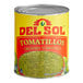 A Del Sol #10 can of crushed tomatillos with a green label.