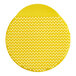 A yellow circular F-Matic AirFin urinal screen with a pattern of white dots.