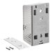 A white rectangular plastic box with screws and holes.