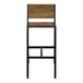 A BFM Seating wood and metal bar stool with a wood seat and back.