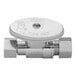 A silver Oatey 1/4-turn water stop valve with a white captured nut.