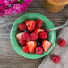 a close up of a strawberry