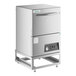 A large stainless steel Noble Warewashing undercounter dishwasher with a door open.