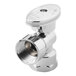 A close-up of a chrome Oatey angle water stop valve.