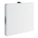 A white rectangular Lancaster Table & Seating bi-folding table with a black handle.