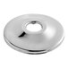A chrome-plated round flange with a hole in the center.