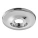 A chrome-plated circular flange with a hole in the middle.