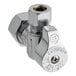 A chrome plated Eastman SpeedFlex angle stop valve with a silver metal pipe and metal handle.