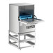 A Noble Warewashing undercounter dishwasher with a blue tray inside.