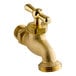 A gold brass Eastman hose bibb with a handle.