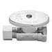 A chrome plated Oatey 1/4-turn straight water stop valve with a round silver nut.