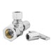 A chrome Oatey loose key angle valve with brass nut.