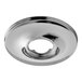 A chrome-plated circular flange with a hole in the center.