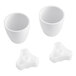 A white plastic American Standard Bolt Cap Kit with two parts and holes.