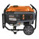 A close-up of a Generac portable generator with wheels.