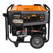 A close up of a Generac portable power generator with wheels.