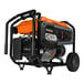 A close up of a Generac GP6500 portable generator with wheels.