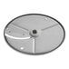 AvaMix 1/32" slicing plate for food processors with a hole in the middle.