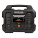 A black Generac battery powered portable generator with buttons and dials.
