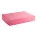 A pink rectangular bakery box with a fold over top.