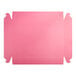 A pink bakery box with a black border and a cut out corner.