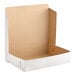 A white Southern Champion half sheet cake box with a brown lid.