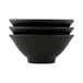 A stack of three black Elite Global Solutions Pebble Creek bowls.