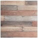 A Lancaster Table & Seating bar height table with a wooden planks with a textured mixed plank finish.
