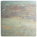 A Lancaster Table & Seating square table with a textured metal finish on a wooden coaster.