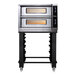 A Moretti Forni double deck pizza oven on a stand.