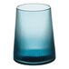 An Acopa blue stemless wine glass with a thin rim.