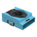 An AlorAir Zeus 900 blue and black air mover with a fan on top.