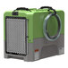 An AlorAir green and grey industrial commercial dehumidifier box with a wire wrapped around it.