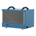 A blue AlorAir commercial-grade dehumidifier box with black handles.