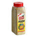 A plastic container of Badia Adobo Seasoning mix with a yellow label and red lid.