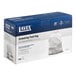 A blue and white box of Lavex white tall kitchen drawstring trash bags.
