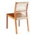 A Lancaster Table & Seating Brazilian cherry wood chair with a woven back.