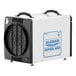 A white and black AlorAir Sentinel HDI90 commercial-grade ductable dehumidifier with a black fan.